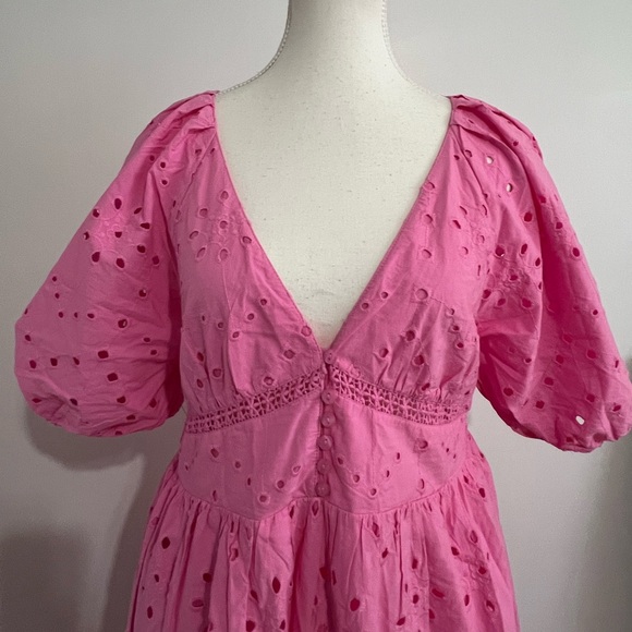 Zara Pink Eyelet Maxi Dress - Picture 5 of 10